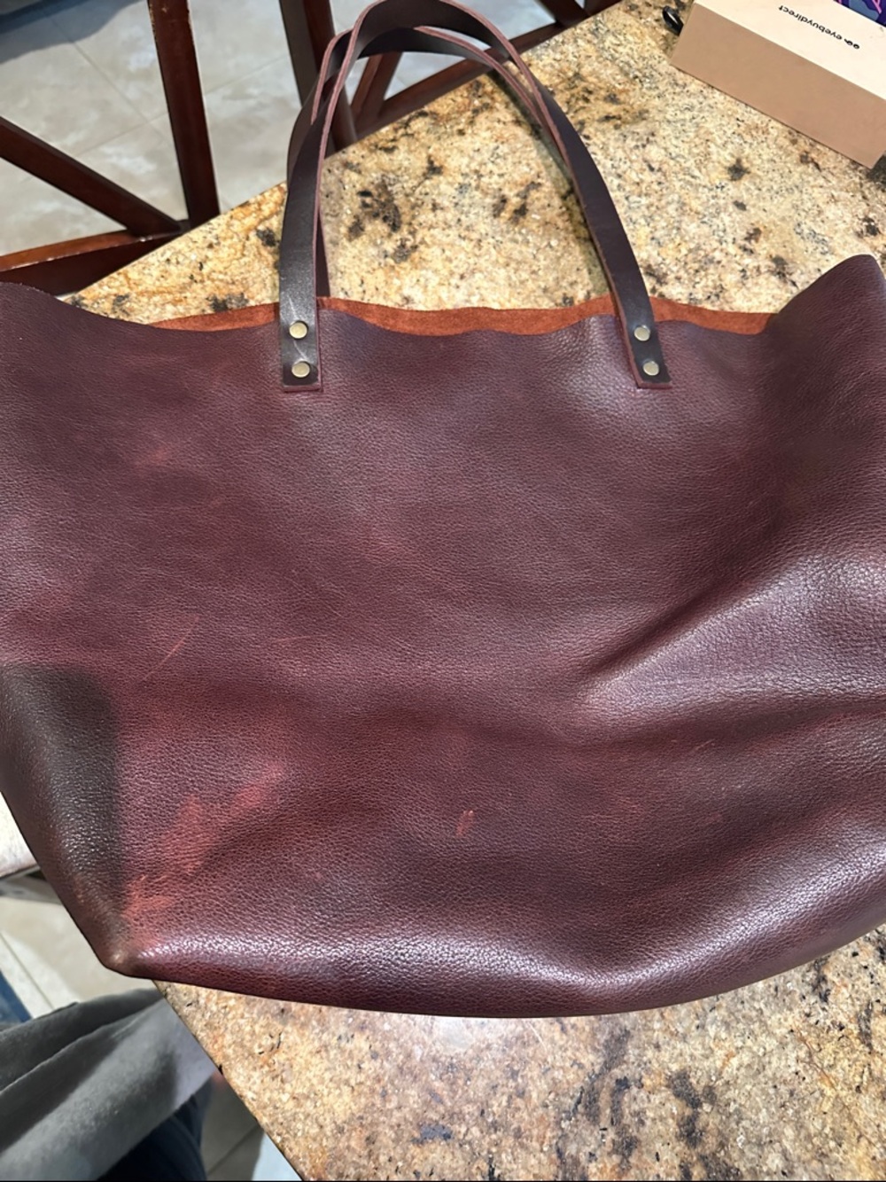 Portland Leather Goods extra large tote, cold brew - Dark brown. - Picture 5 of 6